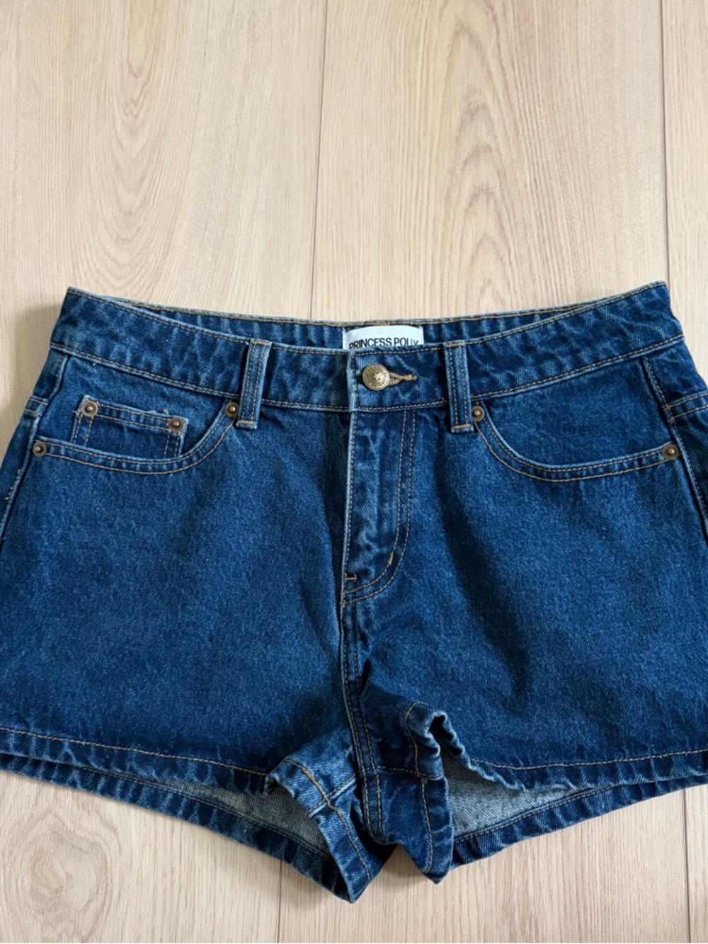 Princess Polly Dark Blue Low Mid Rise Denim Shorts Dreamful